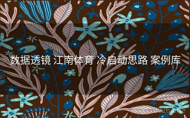数据透镜 江南体育 冷启动思路 案例库